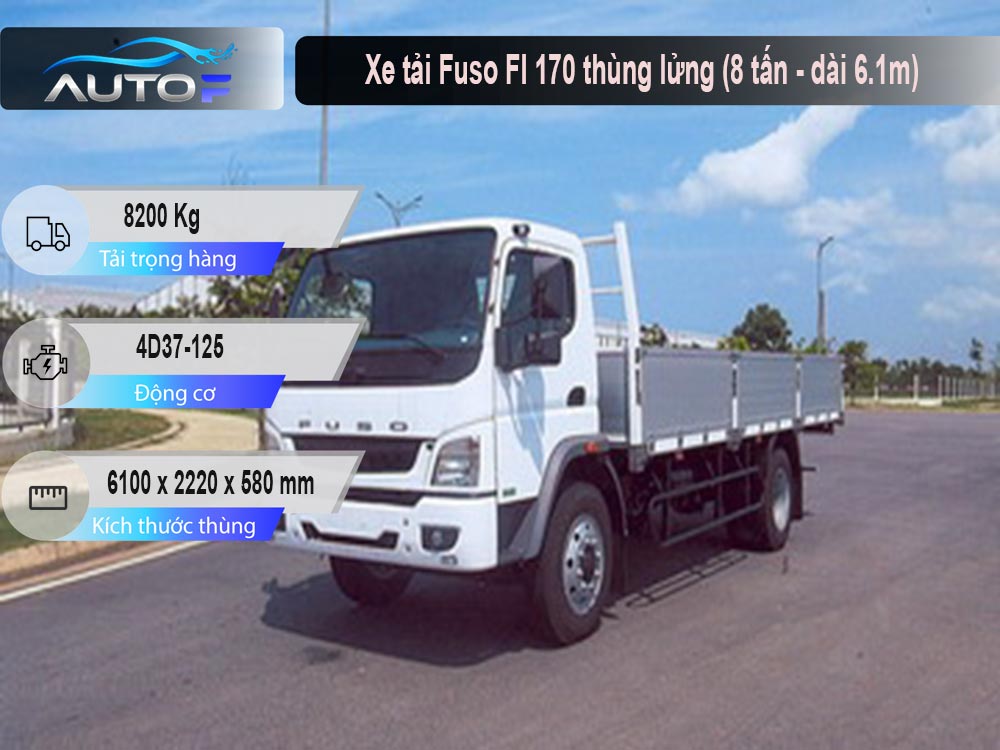 Xe tải Fuso FI 170 thùng lửng (8 tấn - dài 6.1m)